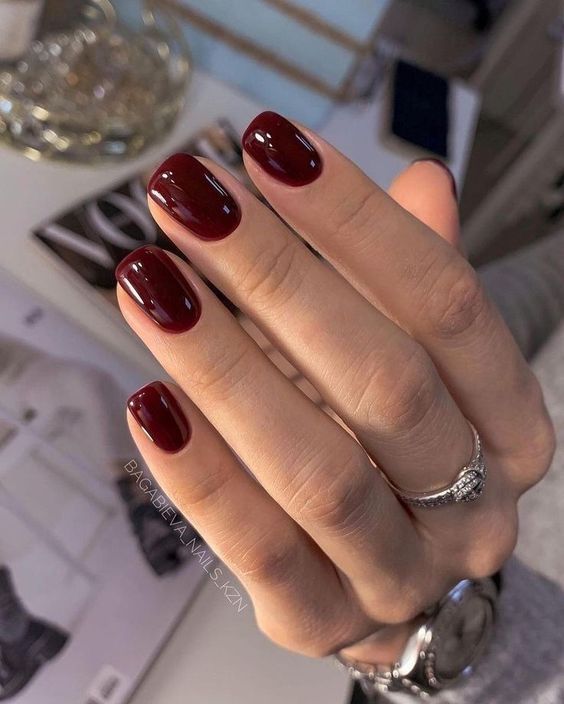 Burgendy Short Fall Nail Inspo