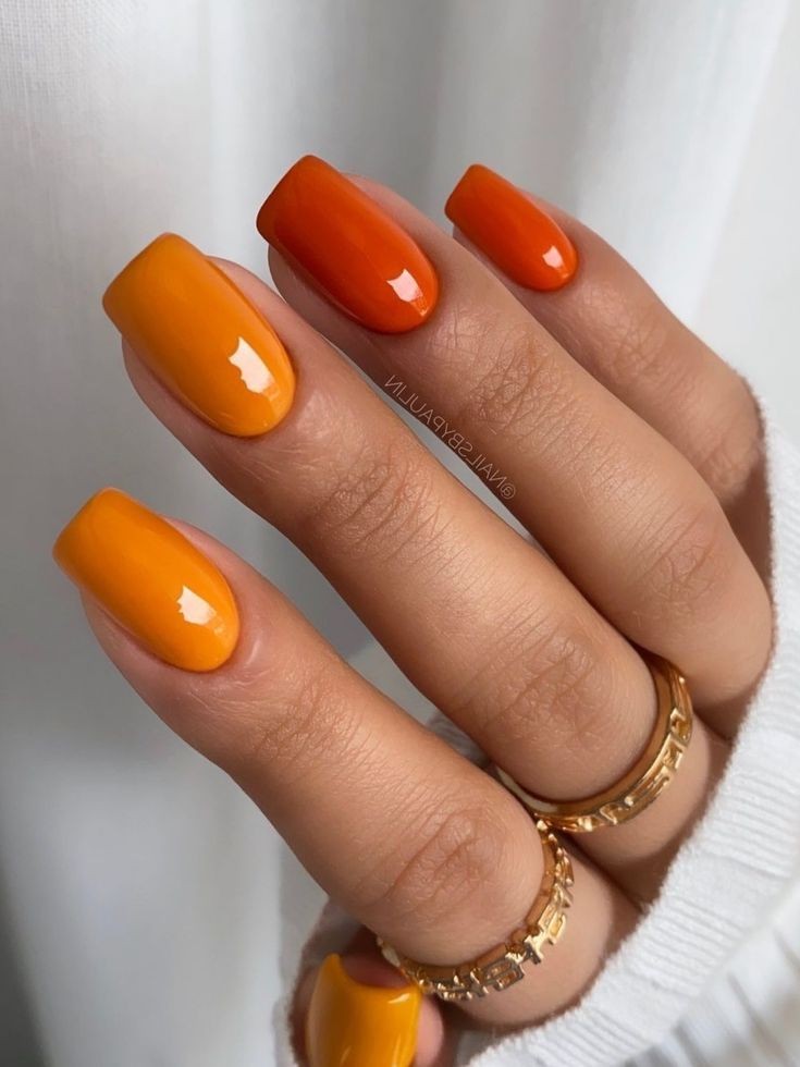 Gradient Burnt Orange Nails Ideas