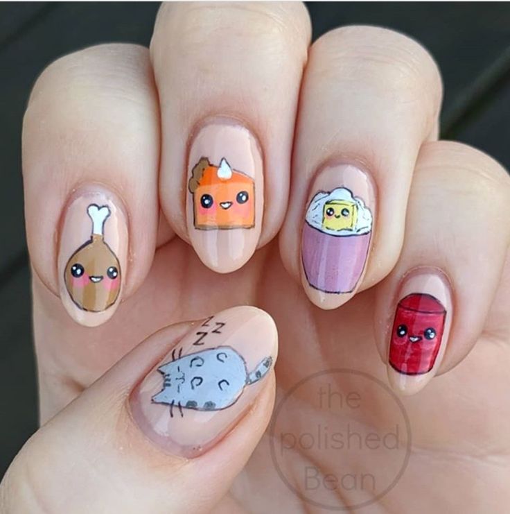 Thanksgiving nails with food designs