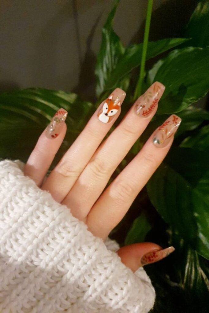 Cute Fox Thanksgiving Nails