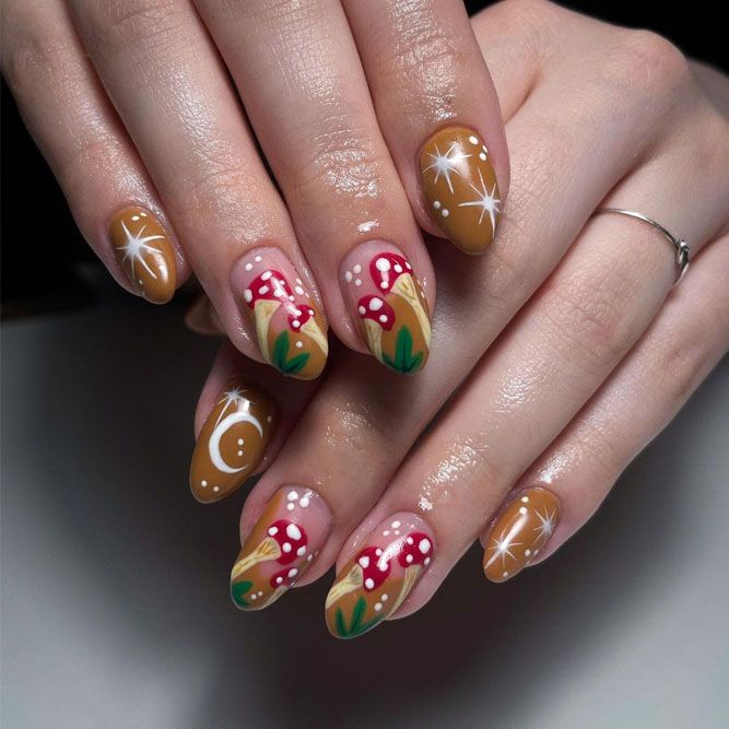 Mushroom Thanksgiving Nails Trend