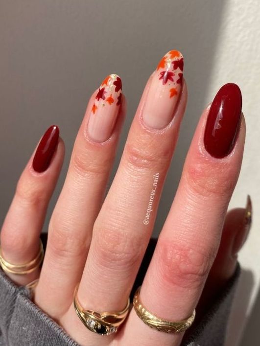 autumn leaves nails design