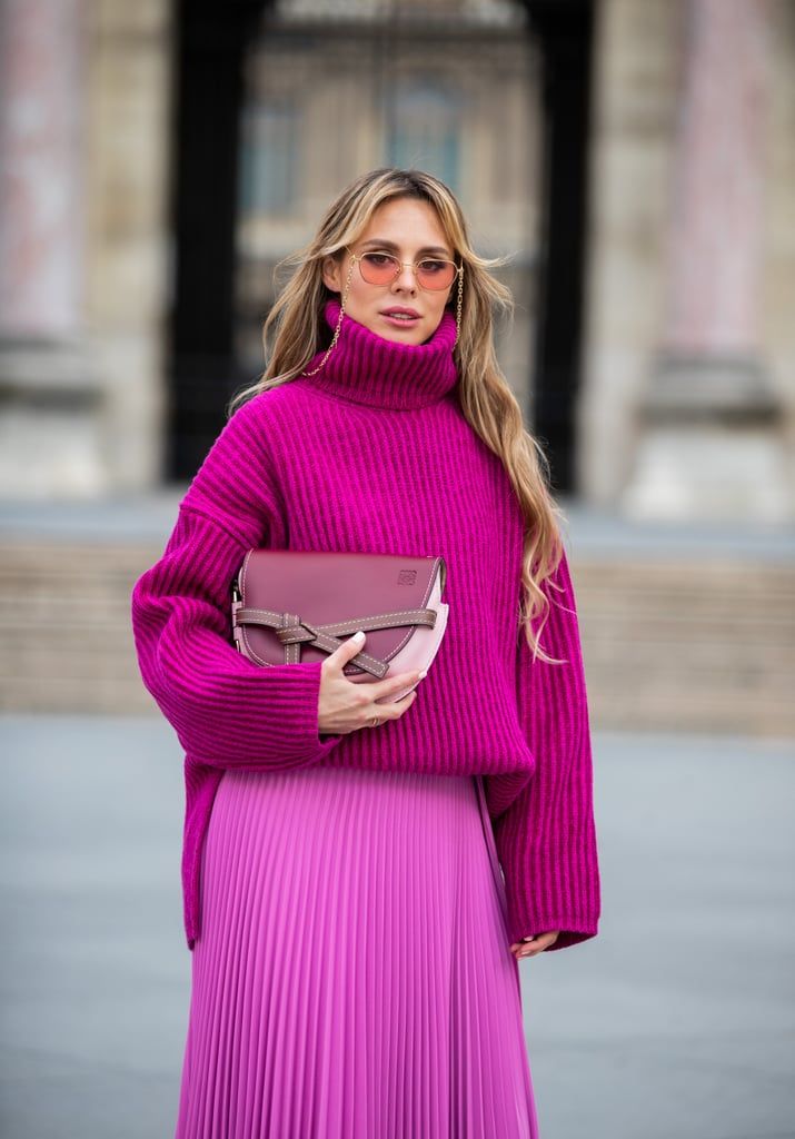 Pink turtleneck oversized sweater/ winter outfits 2023