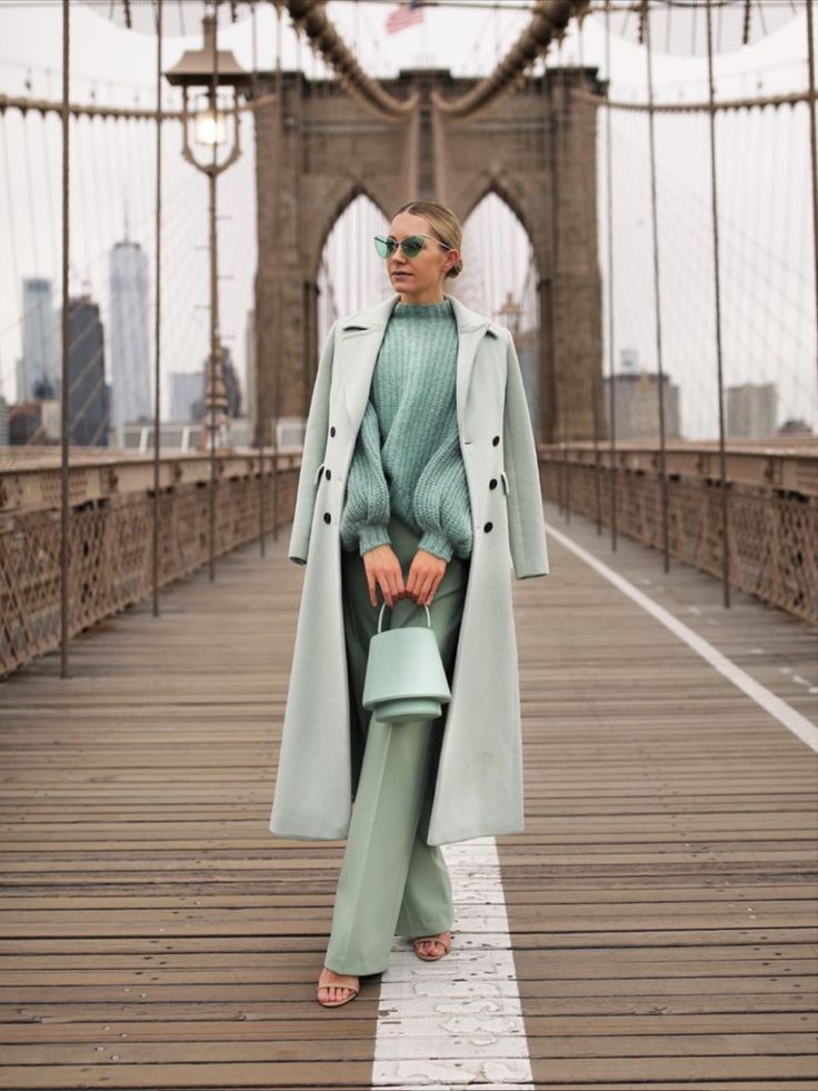 pastel green monochromatic winter outfits 2023