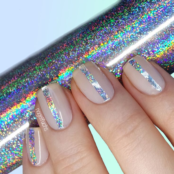 Holographic Stripes nails