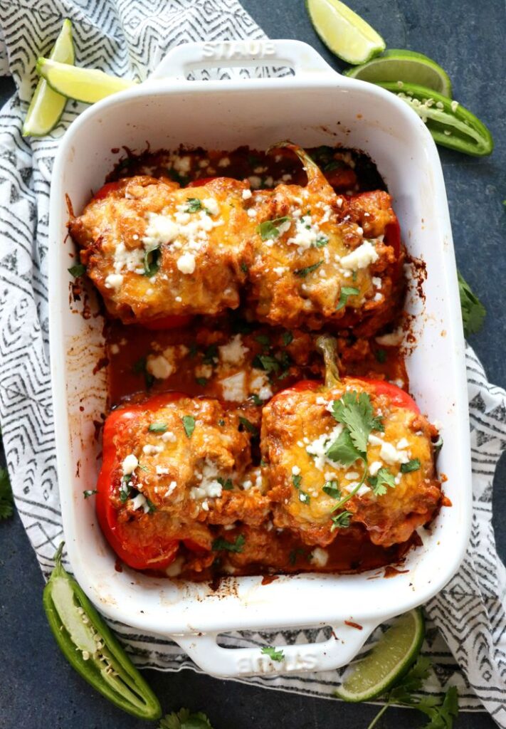 Turkey and Stuffing Stuffed Bell Peppers