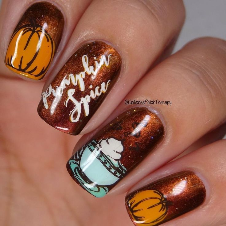 pumpkin spice-inspired nail art