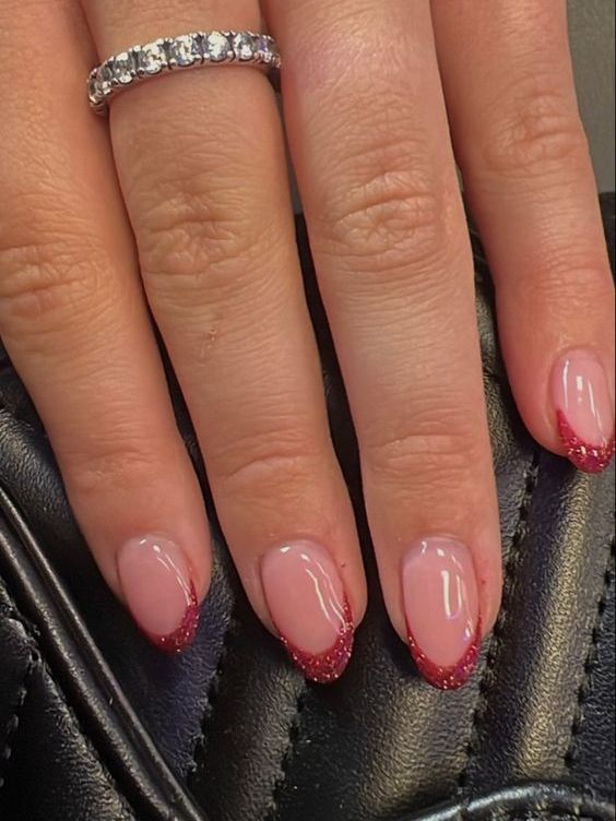 Red Sparkle French Tips