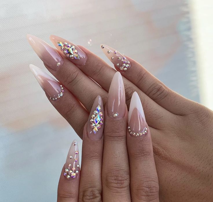 Nude Nails with Gemstones