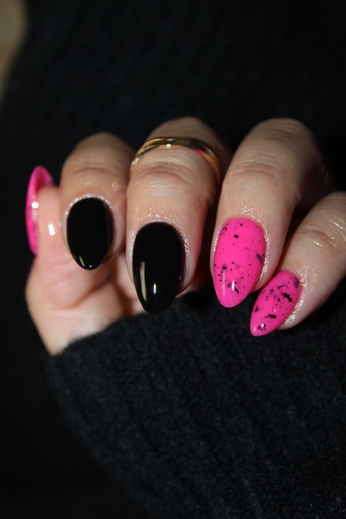 Pink and black nails