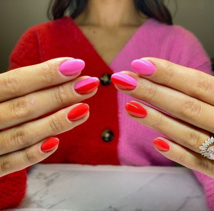 Pink and red nails