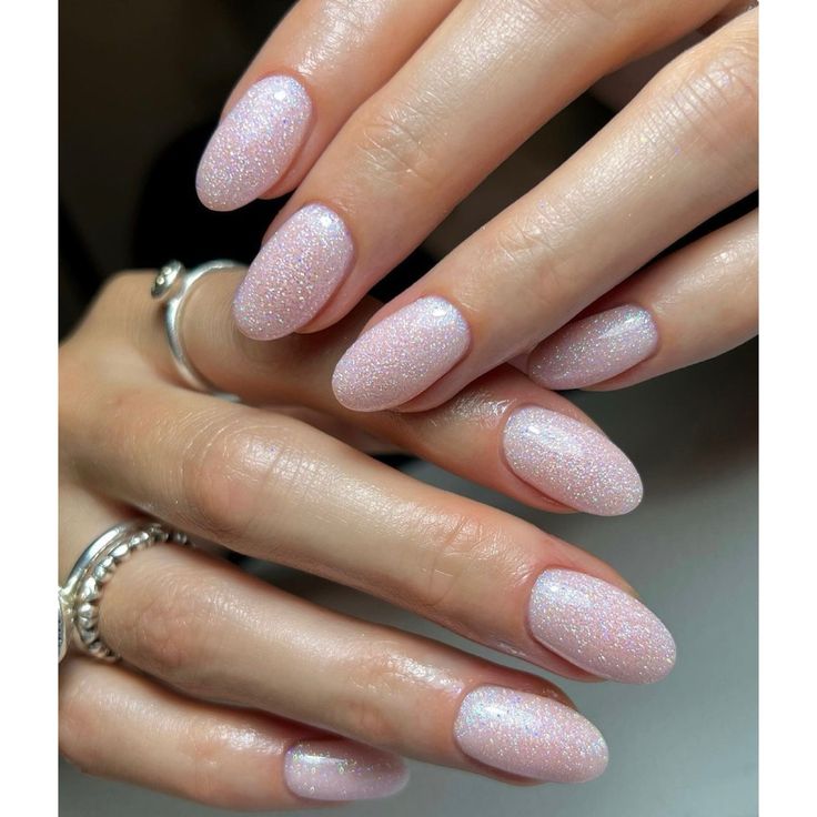 Shimmery light pink nails