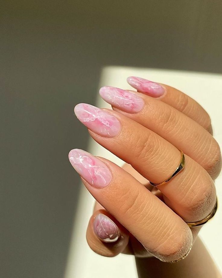 Pink quartz nails